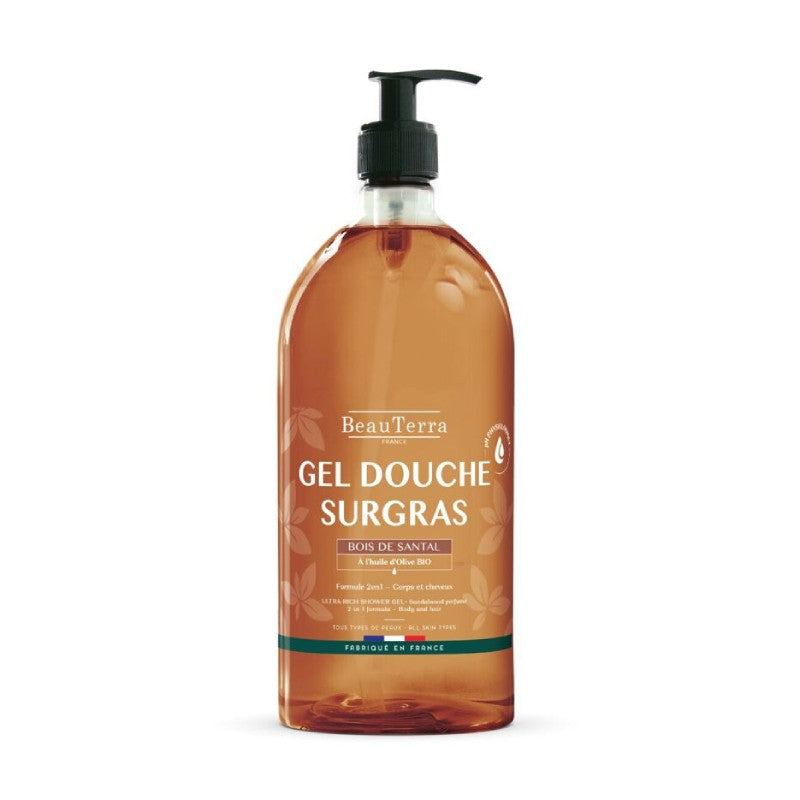 BEAUTERRA Sandalwood shower gel with organic olive oil 1000 ml