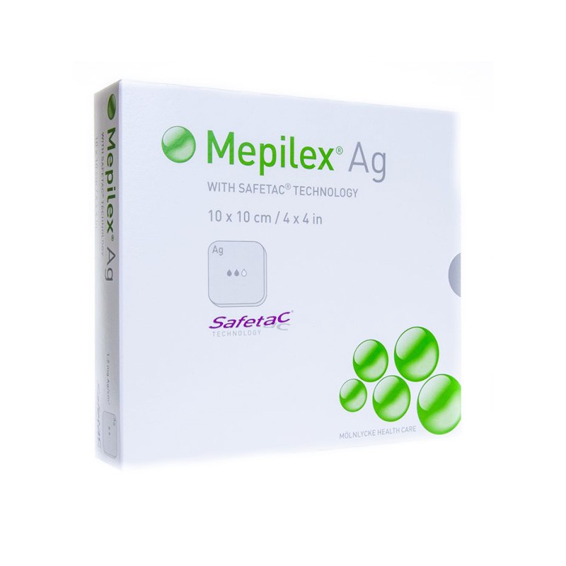 MEPILEX Ag 10x10cm antibacterial foam bandage for wounds, ulcers 5 pcs.