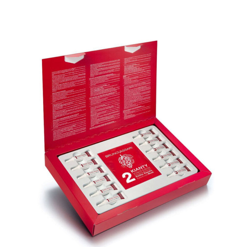 Set, Bruno Vassari, Kianty SPA, Grape, Lifting, Ampoules Treatment Serum, For Ageing, For Eyes & Lips, For Women, 6 pcs