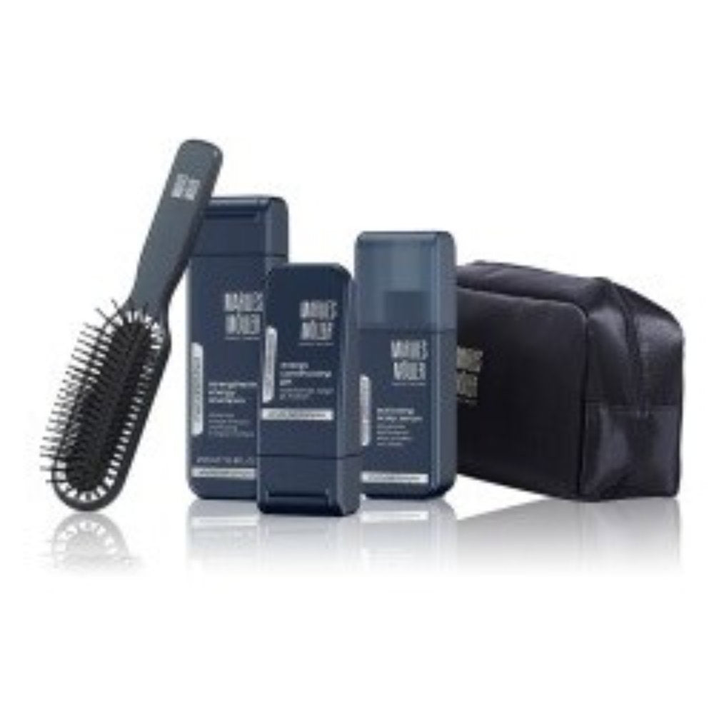 Set Marlies Moller: Marlies Moller, Hair Styling Gel, Flexible Hold, 100 ml + Marlies Moller, Hair Shampoo, Energizing, 200 ml + Marlies Moller, Paddle, Hair Brush